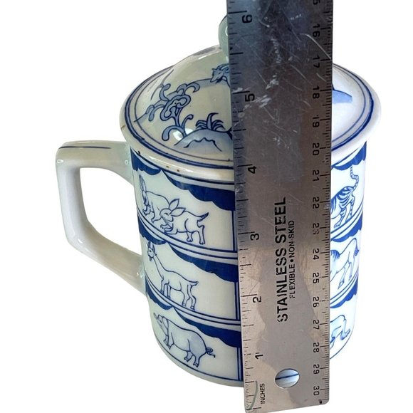 Lidded Mug Oriental Coffee or Tea Cop Chinese Animal Calendar Design 3.75" - Picture 6 of 6